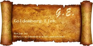 Goldemberg Elek névjegykártya